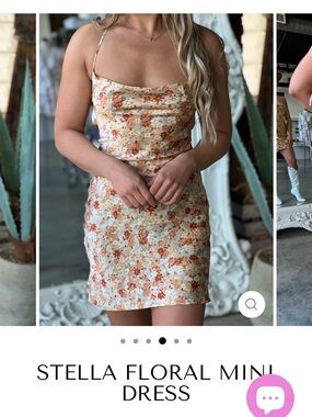 Southern Alternative Stellah Floral Mini Dress - Cream & Orange